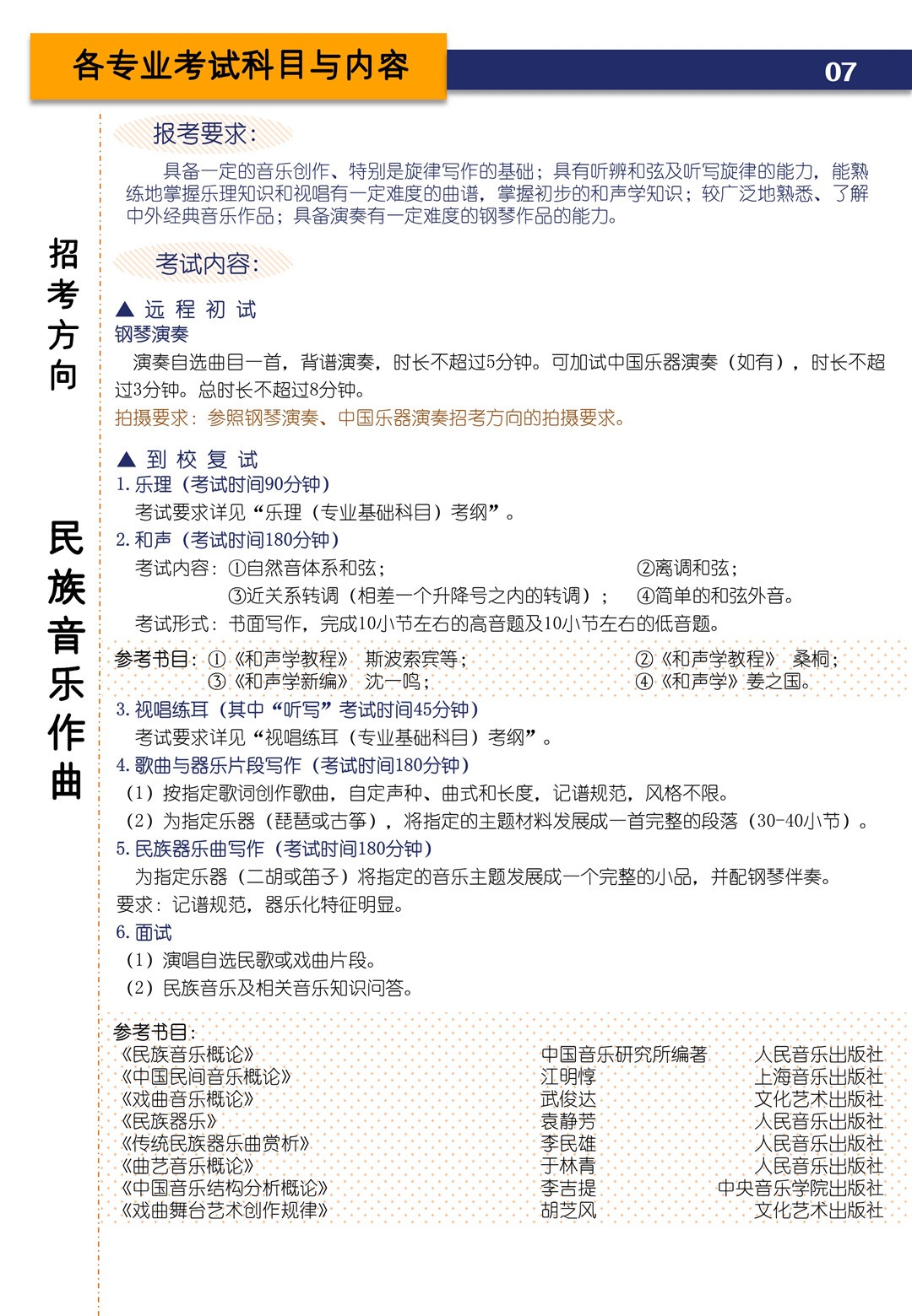 2021年上海音乐学院本科艺术类招生专业目录及考试大纲