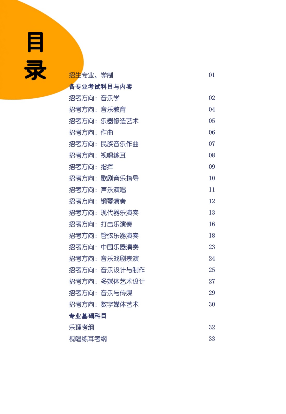 2021年上海音乐学院本科艺术类招生专业目录及考试大纲