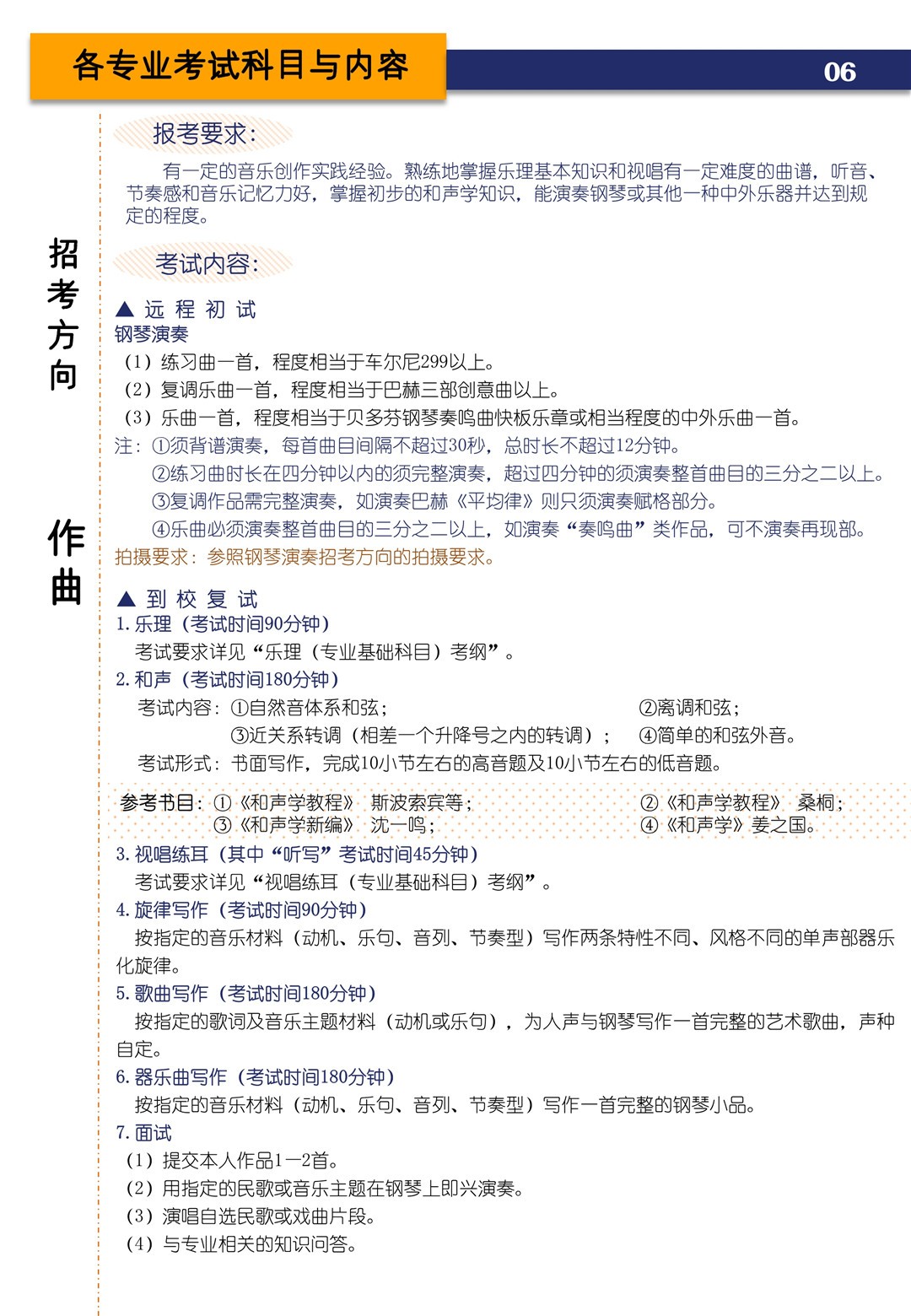 2021年上海音乐学院本科艺术类招生专业目录及考试大纲