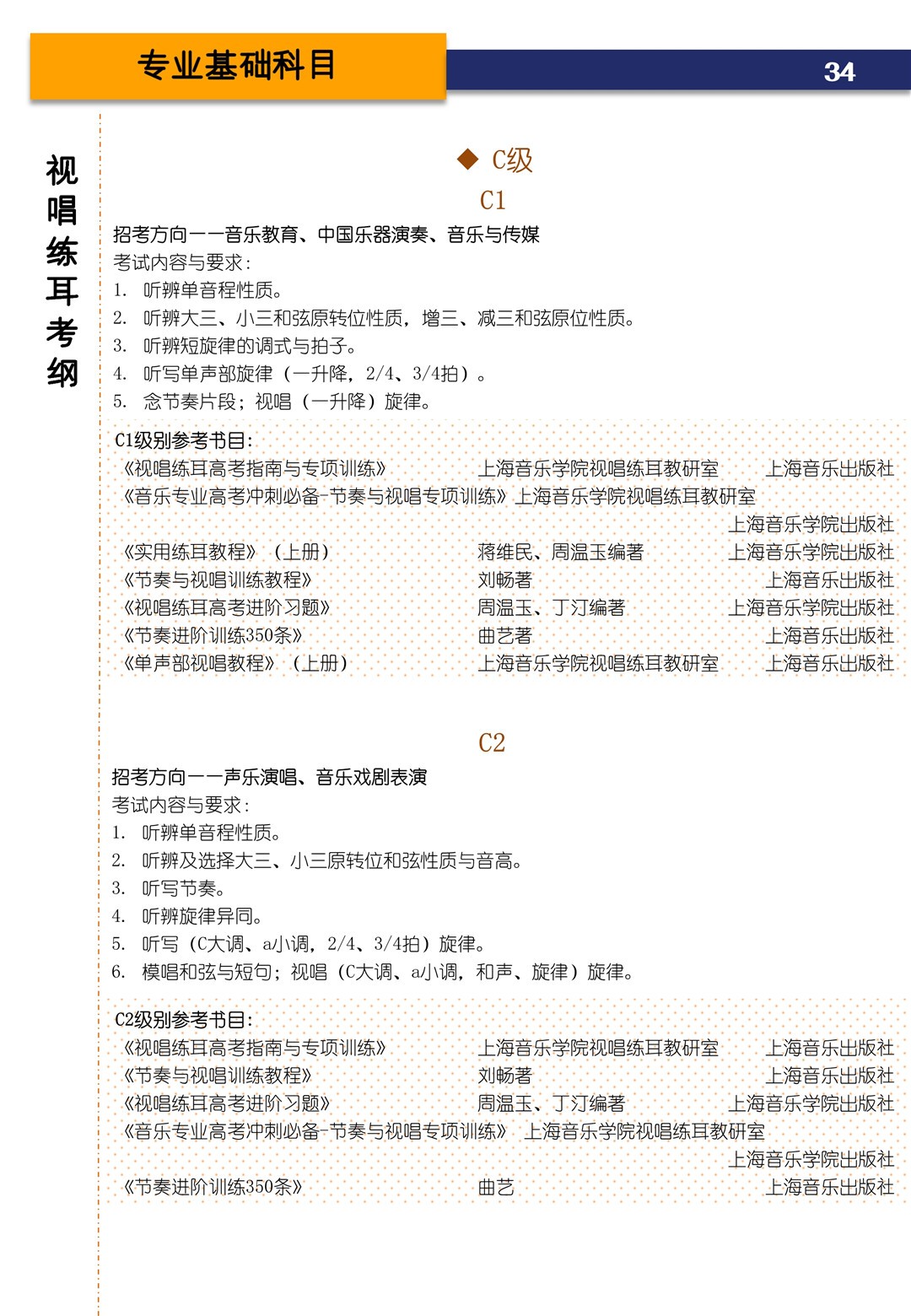 2021年上海音乐学院本科艺术类招生专业目录及考试大纲