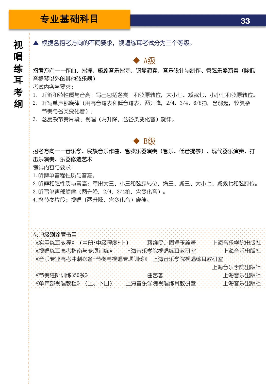 2021年上海音乐学院本科艺术类招生专业目录及考试大纲