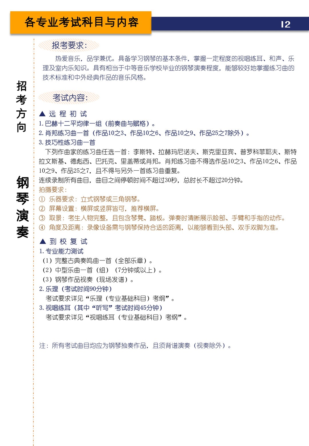 2021年上海音乐学院本科艺术类招生专业目录及考试大纲