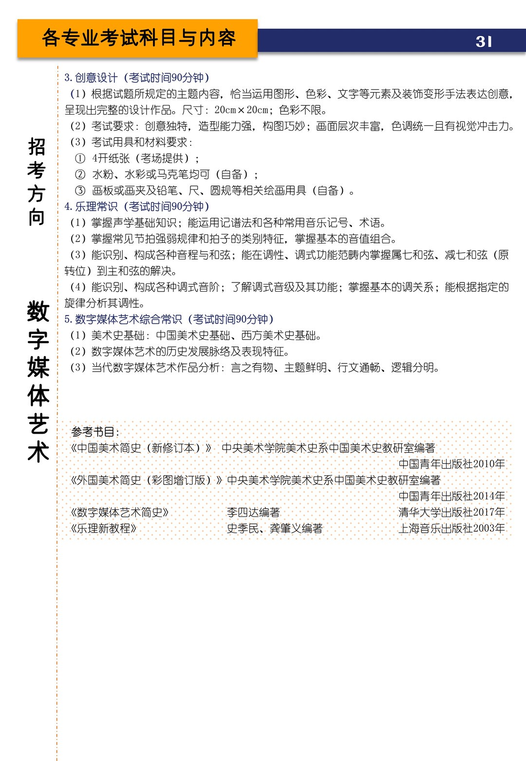 2021年上海音乐学院本科艺术类招生专业目录及考试大纲