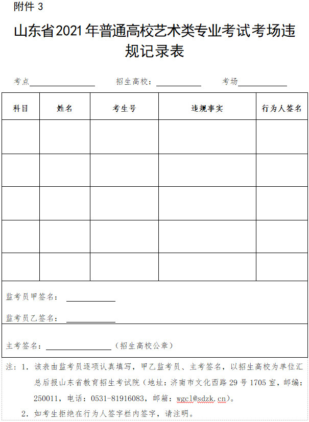 关于2021年普通高等学校艺术类本科专业在山东省组织专业考试有关事项的通知
