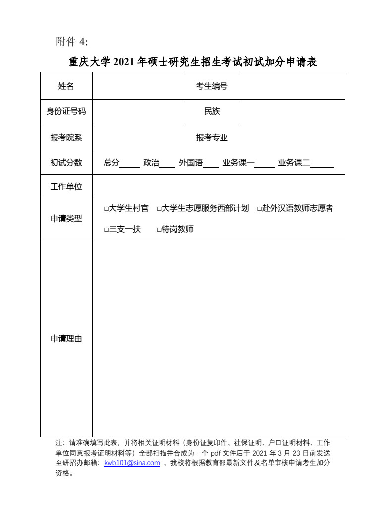 2021年重庆大学硕士研究生招生考试复试相关事宜通知